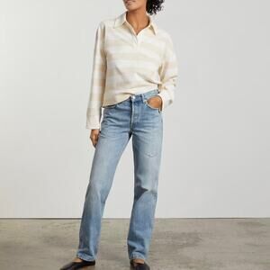 EVERLANE THE EVERYBODY JEAN Straight Leg Button Fly Deep Atlantic E2 25